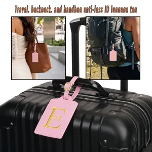 Etichetta valigia in pelle PU con lettere per viaggio, targhetta ID anti-smarrimento.