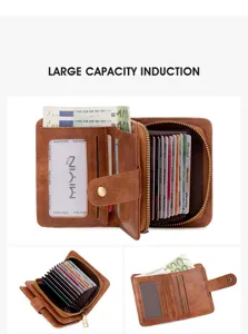 Retro Damen Geldbeutel Kartenhalter multifunktional kurze Akkordeon Brieftasche grosse Kapazitaet