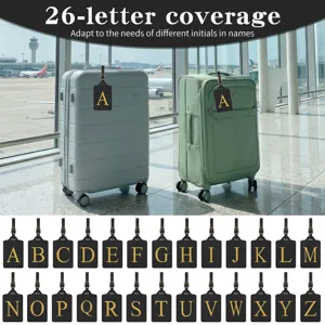 PU-Leder Kofferanhänger mit goldenen Buchstaben, Reise ID Namensschild, 26 Buchstaben Set.