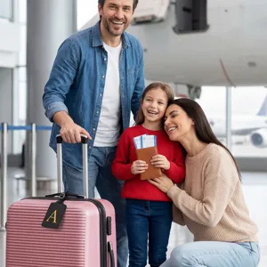 Modischer PU Leder Initialen Buchstaben Kofferanhänger tragbare Reise ID Etikett