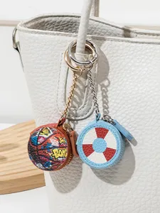 2026 Copa del Mundo graffiti fútbol bolso auriculares llavero mini monedero colgante.