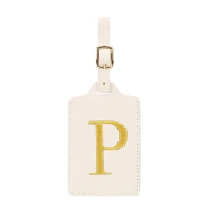 Étiquette de bagage brodée avec quincaillerie dorée, portable et anti-perte pour valises.