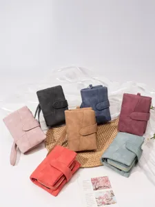 Damen kurze dreifach gefaltete Geldbörse Multi-Karten Akkordeon Handtasche Set mattes PU