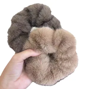 Gommini per capelli in pelliccia sintetica soffice per donne, elastici morbidi invernali