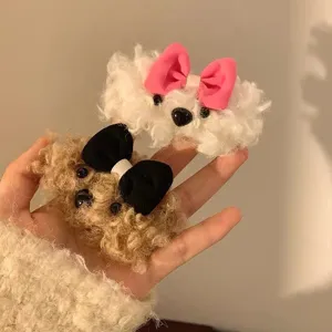 Süße Winter Plüsch Welpe Hund Haarklammer Für Mädchen Kinder Kawaii Schleife Welpe Snap Clip Haarschmuck Für Den Täglichen Schulgebrauch