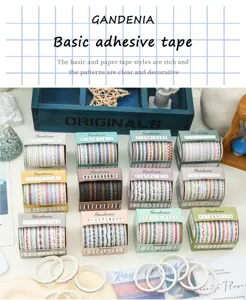 Set di nastro washi colorato con delicati motivi a linee, ideale per planner e decorazioni.