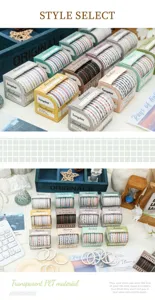 Set di nastro Washi sottile in scatola adesivi decorativi per diario motivi multicolore