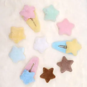 Cute Plush Star Hair Clips Y2K Sweet Duckbill Hairpins Soft Fluffy Side Hair Barrettes Hair Accessories For Women Girls
