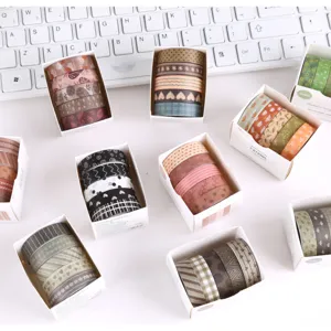 Set de Ruban Washi Rétro Vintage Floral Botanique Ruban Adhésif Décoratif Pour Journaling Scrapbooking DIY