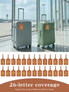 Étiquettes de bagage en cuir PU avec 26 lettres A-Z, identifiants de valise élégants.