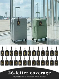 Modischer PU-Leder Buchstaben Kofferanhänger mit 26 Alphabeten, tragbarer Reiseanhänger.