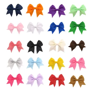 Colorful 6cm grosgrain ribbon swallowtail hair bows, solid color kids cute hair clip set.