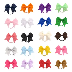 Fiocco per capelli in grosgrain colorato da 6 cm elastici per bambini ragazze coda di