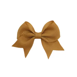Solid color grosgrain ribbon bow hair clip for kids and women, simple daily hair accessory 6cm
