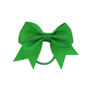 Fiocco per capelli in nastro gros-grain verde tinta unita elastico donne e bambini