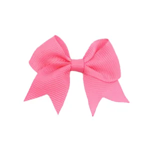 Pink grosgrain ribbon hair bow clip for girls, cute sweet swallowtail hair accessories.