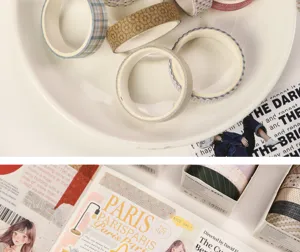 Ruban adhésif washi tape design floral carreau pour bricolage journal scrapbooking details
