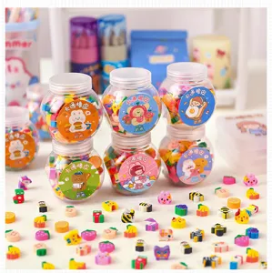 Süße Cartoon Radiergummis im Glas, kreative Obst und Tier Formen für Schulkinder Set.