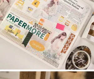 Set de rubans adhésifs washi et autocollants esthétiques pour carnet, scrapbooking et loisirs.