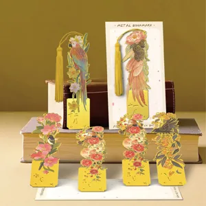 Antiker Chinesischer Stil Messing Metall Lesezeichen Hohles Blumen Vogel Lesezeichen Mit Quaste Kulturelles Kreatives Geschenk
