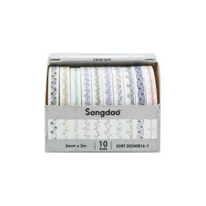 Set nastro Washi sottile 10 rotoli design bordo nastro decorativo per diario e fai da te