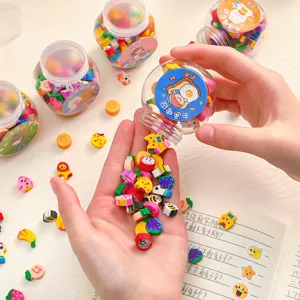 Süße Mini Cartoon Obst Tier Radiergummis im klaren Glas, saubere und lustige Schreibwaren.