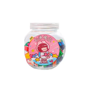 Niedliches Cartoon Radiergummi Glas Set für Kinder, kreative bunte Schreibwaren.