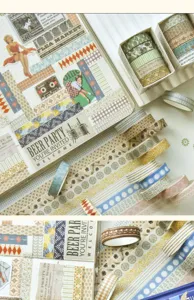 Japanese style washi tape set for journaling scrapbooking aesthetic decorative adhesive paper tapes.