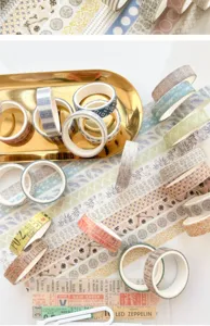 Japanese style washi tape set grid and plant decorative masking tapes for journaling diy