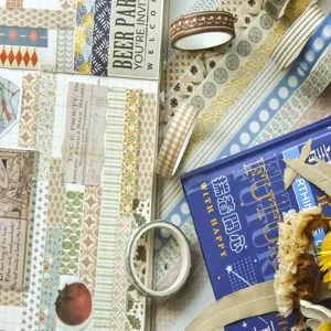 Japanese style aesthetic washi tape set decorative grid patterned masking tapes for journaling