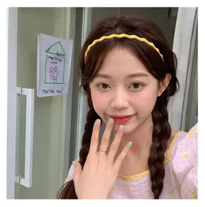 Korean candy color wavy headband sweet thin hair hoop glossy yellow hair accessory for women