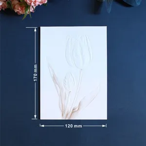Carte de vœux élégante en relief tulipe blanche pour la fête des professeurs et mariage.
