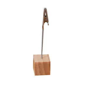 Support de mémo en cube de bois pince photo de bureau porte-carte message décoration bureau
