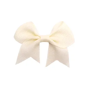 White grosgrain ribbon hair bow clip for girls, minimalist swallowtail hair accessories.