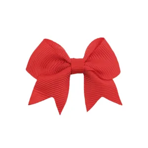 Red grosgrain ribbon hair bow clip for girls, cute simple hair accessories for daily wear.
