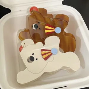 Lindo Clip de Garra de Oso de Circo Pinza de Tiburón de Acrílico Grande para Mujeres Niñas Accesorios para el Cabello