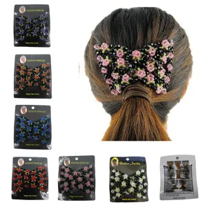 Elastic Beaded Rose Magic Hair Comb Double Row Stretchy Hair Styling Tool Women Fashion Hair Insert Comb Decorative Clip