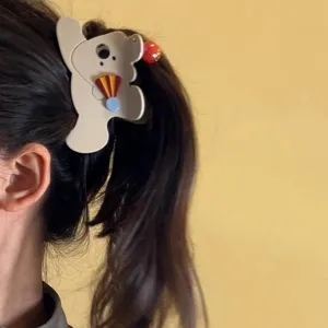 Lindo pasador de pelo de acrílico oso de circo, pinza de pelo grande accesorios de peinado