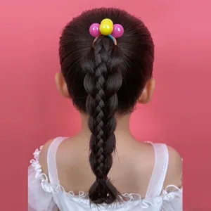 Children cute candy colored ball hair tie sweet rubber band ponytail hair accessories