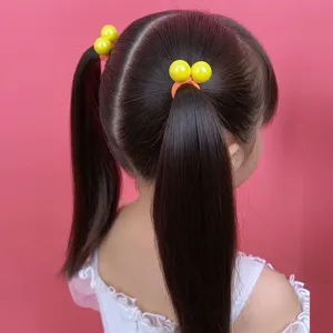 Children candy color cute ball hair ties rubber bands sweet girl ponytail holders hair accessories