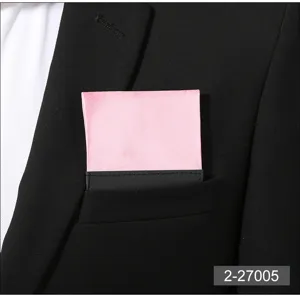 Men pink pocket square for suit business wedding pre-folded handkerchief breast pocket accessory