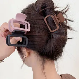 Matte Square Small Hair Claw Clip Geometric Hollow Hair Catch Clamp Shark Clip Hair Styling Accessories For Women Girls