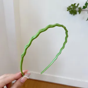 Green wavy headband with teeth candy color glossy hair hoop sweet cute hair accessory for women