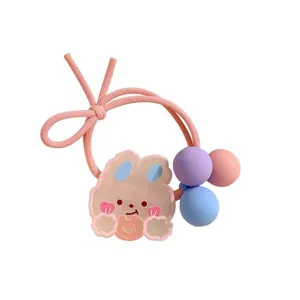Coletero de conejo de dibujos animados de color caramelo dulce con cuentas, estilo coreano.