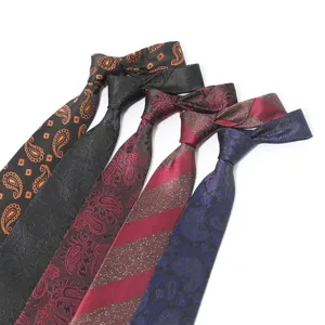 Men's Business Jacquard Necktie Classic Paisley Striped Polyester Silk Tie For Formal Suit Business Wedding Party Wear