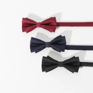 Men business suit bow tie set classic solid color polyester necktie casual wedding accessories
