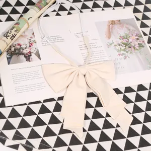 Solid color large bow tie for JK uniform, elegant pre-tied collar accessory for shirt.