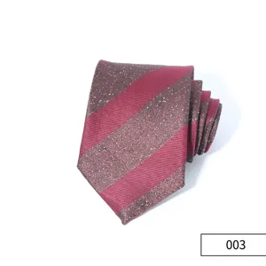 Men business tie burgundy diagonal striped polyester necktie formal wear detail view accessory 003
