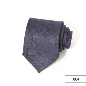 Men's Classic Business Paisley Necktie Vintage Blue Black Polyester Style Neckwear