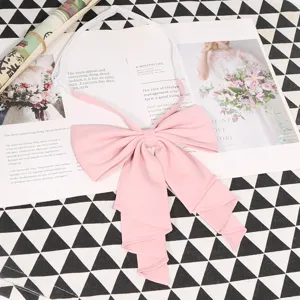 Pink JK uniform bow detail, large collar bowknot with elastic strap, sweet college style.